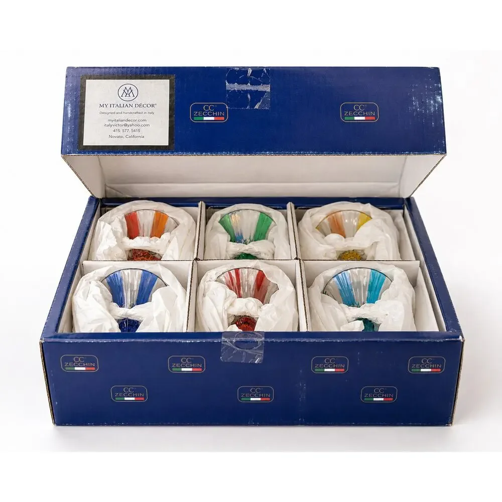 CC Zecchin Swatch Italian Crystal Wine Glasses Set of 6